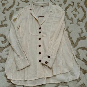 Free people gauze ivory blouse